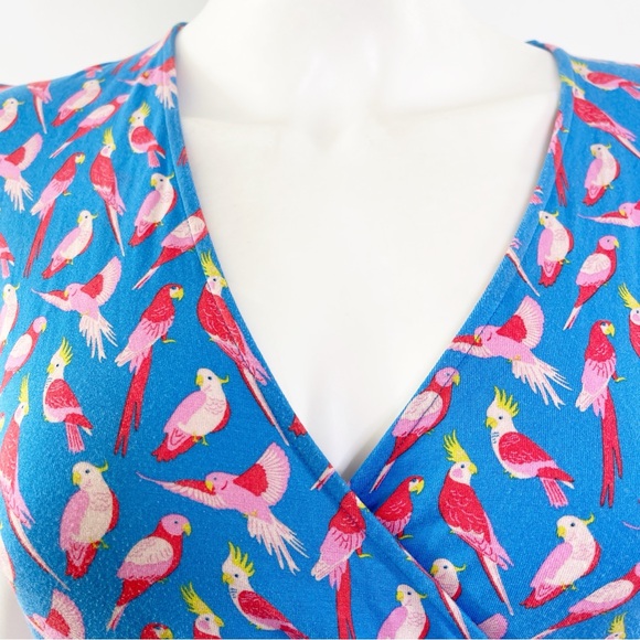 BODEN Blue LOLA Midi Dress with Pockets Size 6P Bird Print Vacationcore Casual - Picture 3 of 11